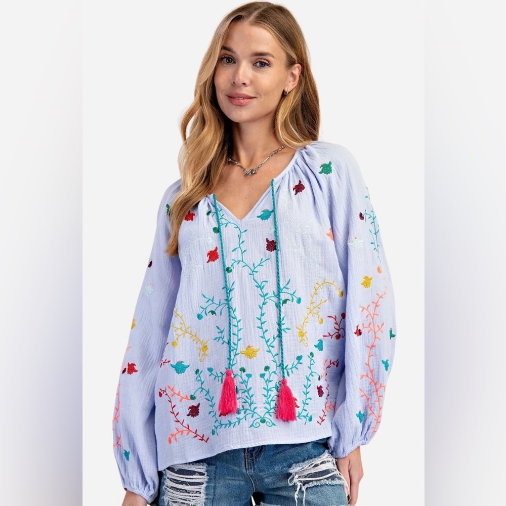 Lovestitch‎ Small Boho Multicolor Embroidered Blouse